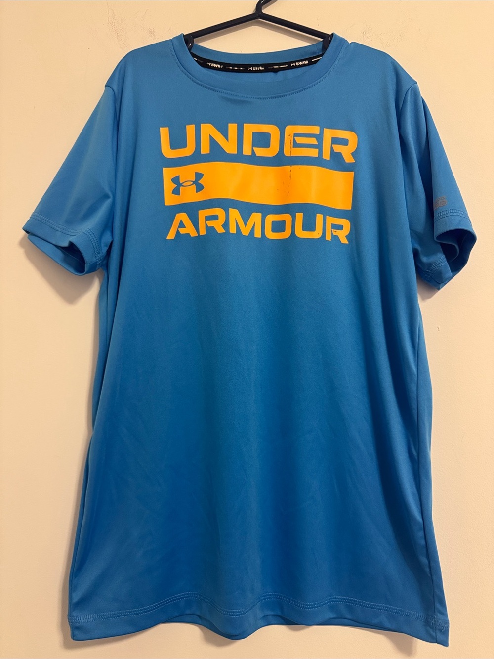 Under Armour Blue Kids Short-Sleeve Rashguard with Yellow Logo